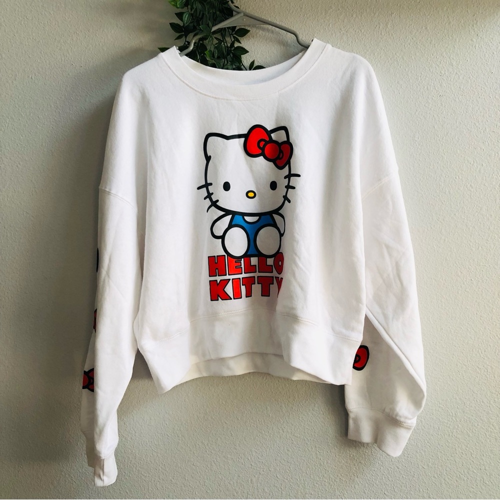 Hello Kitty Oversized White Graphic Crewneck Sweatshirt Kids/Women’s size Large